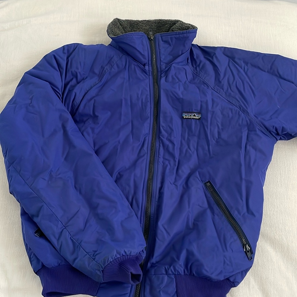 VINTAGE PATAGONIA WINDBREAKER BLUE JACKET 1980S SIZE MEDIUM MADE IN USA